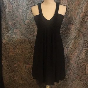 Deep V-neck black dress